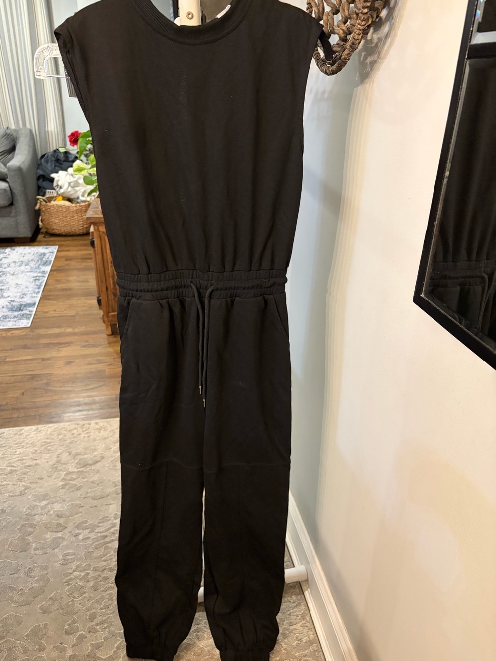 NWT ✨ Black Sleeveless Drawstring-Waist Jumpsuit size small